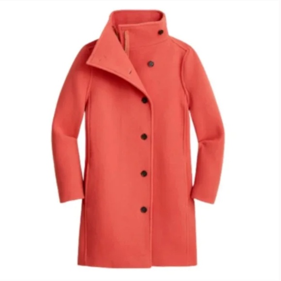 NWT JCREW Villa Cocoon Coat Womens P0 Coral Mid Length Stadium Cloth Wool Petite - Picture 11 of 11